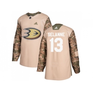 Men Adidas Anaheim Ducks #13 Teemu Selanne Camo Authentic 2017 Veterans Day Stitched NHL Jersey