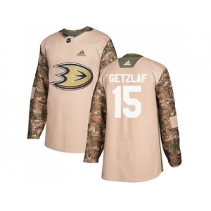 Men Adidas Anaheim Ducks #15 Ryan Getzlaf Camo Authentic 2017 Veterans Day Stitched NHL Jersey