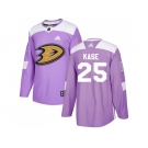 Men Adidas Anaheim Ducks #25 Ondrej Kase Purple Authentic Fights Cancer Stitched NHL Jersey