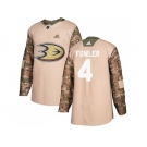 Men Adidas Anaheim Ducks #4 Cam Fowler Camo Authentic 2017 Veterans Day Youth Stitched NHL Jersey