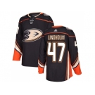 Men Adidas Anaheim Ducks #47 Hampus Lindholm Black Home Authentic Stitched NHL Jersey