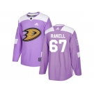 Men Adidas Anaheim Ducks #67 Rickard Rakell Purple Authentic Fights Cancer Stitched NHL Jersey