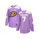 Men Adidas Anaheim Ducks #7 Andrew Cogliano Purple Authentic Fights Cancer Stitched NHL Jersey