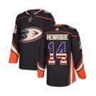 Men's Adidas Anaheim Ducks #14 Adam Henrique Authentic Black USA Flag Fashion NHL Jersey