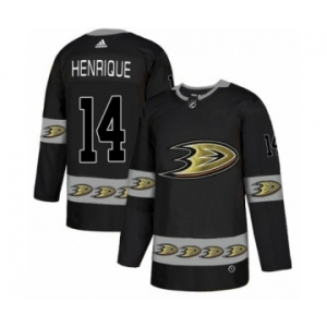 Men's Adidas Anaheim Ducks #14 Adam Henrique Premier Black Team Logo Fashion NHL Jersey