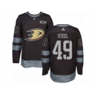 Men's Adidas Anaheim Ducks #49 Sam Steel Authentic Black 1917-2017 100th Anniversary NHL Jersey