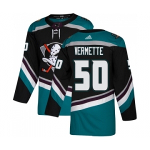 Men's Adidas Anaheim Ducks #50 Antoine Vermette Authentic Black-Teal Alternate NHL Jersey
