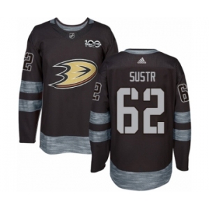 Men's Adidas Anaheim Ducks #62 Andrej Sustr Authentic Black 1917-2017 100th Anniversary NHL Jersey