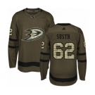 Men's Adidas Anaheim Ducks #62 Andrej Sustr Authentic Green Salute to Service NHL Jersey