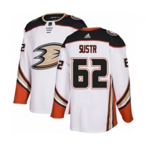 Men's Adidas Anaheim Ducks #62 Andrej Sustr Authentic White Away NHL Jersey