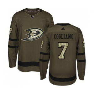 Men's Adidas Anaheim Ducks #7 Andrew Cogliano Premier Green Salute to Service NHL Jersey