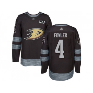 Men's Anaheim Ducks #4 Cam Fowler Black 1917-2017 100th Anniversary Stitched NHL Jersey