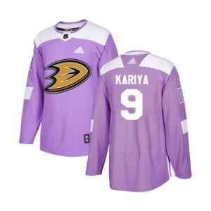 Men's Anaheim Ducks #9 Paul Kariya Purple Authentic Fights Cancer Stitched NHL Jersey