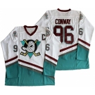 Men's Anaheim Ducks #96 Charlie Conway Mighty Ducks Movie 1995-96 White Green Ice Hockey Jerseys