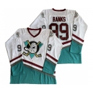 Men's Anaheim Ducks #99 Adam Banks Mighty Ducks 1995-96 Mighty Movie White Green Jersey