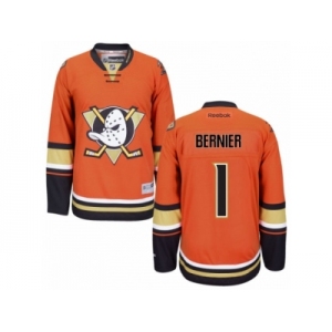 Men's Reebok Anaheim Ducks #1 Jonathan Bernier Authentic Orange Third NHL Jersey
