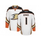 Men's Reebok Anaheim Ducks #1 Jonathan Bernier Authentic White Away NHL Jersey