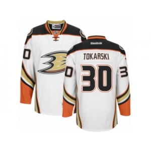 Men's Reebok Anaheim Ducks #30 Dustin Tokarski Authentic White Away NHL Jersey