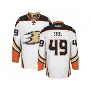 Men's Reebok Anaheim Ducks #49 Sam Steel Authentic White Away NHL Jersey
