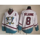 nhl jerseys anaheim ducks #8 teemu selanne white[patch A][m&n]