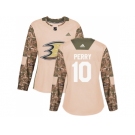 Women Adidas Anaheim Ducks #10 Corey Perry Camo Authentic 2017 Veterans Day Stitched NHL Jersey