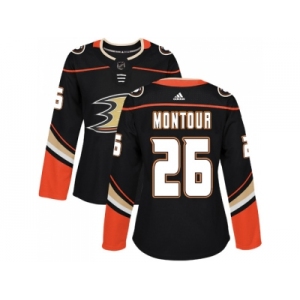 Women Adidas Anaheim Ducks #26 Brandon Montour Black Home Authentic Stitched NHL Jersey