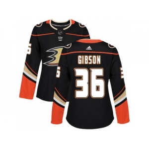 Women Adidas Anaheim Ducks #36 John Gibson Black Home Authentic Stitched NHL Jersey
