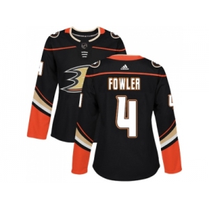 Women Adidas Anaheim Ducks #4 Cam Fowler Black Home Authentic Stitched NHL Jersey