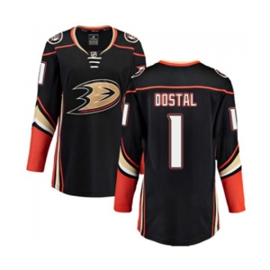 Women Anaheim Ducks #1 Lukas Dostal Authentic Black Home Fanatics Branded Breakaway Hockey Jersey