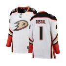 Women Anaheim Ducks #1 Lukas Dostal Authentic White Away Fanatics Branded Breakaway Hockey Jersey