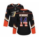 Women Anaheim Ducks #14 Adam Henrique Authentic Black USA Flag Fashion Hockey Jersey