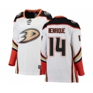 Women Anaheim Ducks #14 Adam Henrique Authentic White Away Fanatics Branded Breakaway Hockey Jersey