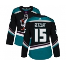 Women Anaheim Ducks #15 Ryan Getzlaf Authentic Black Teal Alternate Hockey Jersey