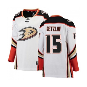 Women Anaheim Ducks #15 Ryan Getzlaf Authentic White Away Fanatics Branded Breakaway Hockey Jersey