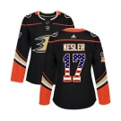 Women Anaheim Ducks #17 Ryan Kesler Authentic Black USA Flag Fashion Hockey Jersey