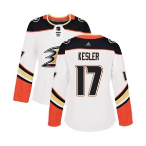 Women Anaheim Ducks #17 Ryan Kesler Authentic White Away Hockey Jersey