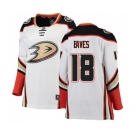 Women Anaheim Ducks #18 Patrick Eaves Authentic White Away Fanatics Branded Breakaway Hockey Jersey