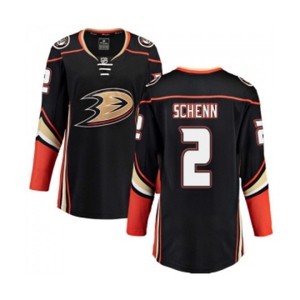 Women Anaheim Ducks #2 Luke Schenn Authentic Black Home Fanatics Branded Breakaway Hockey Jersey