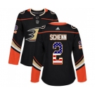 Women Anaheim Ducks #2 Luke Schenn Authentic Black USA Flag Fashion Hockey Jersey