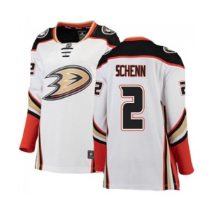 Women Anaheim Ducks #2 Luke Schenn Authentic White Away Fanatics Branded Breakaway Hockey Jersey