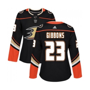 Women Anaheim Ducks #23 Brian Gibbons Authentic Black Home Hockey Jersey