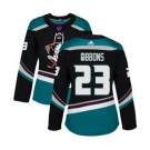 Women Anaheim Ducks #23 Brian Gibbons Authentic Black Teal Alternate Hockey Jersey