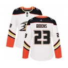 Women Anaheim Ducks #23 Brian Gibbons Authentic White Away Hockey Jersey