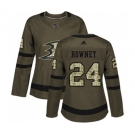 Women Anaheim Ducks #24 Carter Rowney Authentic Green Salute to Service Hockey Jersey