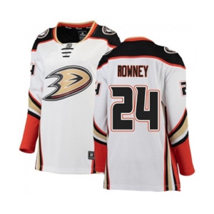 Women Anaheim Ducks #24 Carter Rowney Authentic White Away Fanatics Branded Breakaway Hockey Jersey