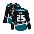 Women Anaheim Ducks #25 Ondrej Kase Authentic Black Teal Alternate Hockey Jersey