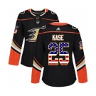 Women Anaheim Ducks #25 Ondrej Kase Authentic Black USA Flag Fashion Hockey Jersey