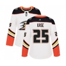 Women Anaheim Ducks #25 Ondrej Kase Authentic White Away Hockey Jersey