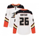 Women Anaheim Ducks #26 Brandon Montour Authentic White Away Hockey Jersey