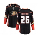 Women Anaheim Ducks #26 Brandon Montour Fanatics Branded Black Home Breakaway Hockey Jersey